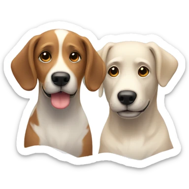 two winter dogs staring at eachother with hearts above their heads sticker