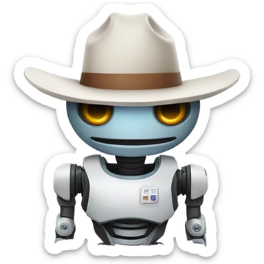 robot with a cowboy hat with next.web on its shirt sticker