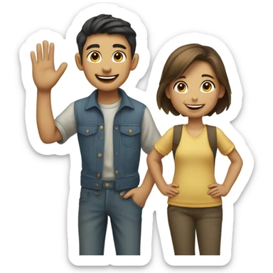 Boy waving goodnight to girl sticker