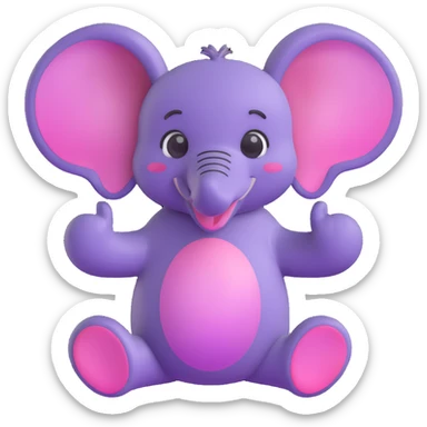 Create a cute 3D emoji-style elephant in the same style and pose as the referenced purple rabbit, with a similar color palette and shading. sticker
