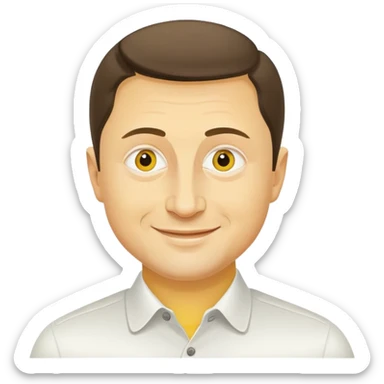vladimir zelensky round yellow face minimal details friendly smile sticker