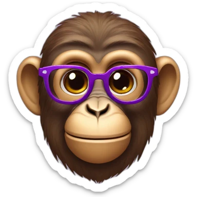 Monkey avec des lunettes rond et un pull mauves sticker