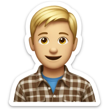 smiling boy in plaid shirt sticker