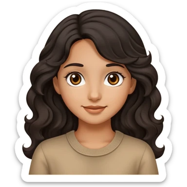 tan girl with black wavy hair and dark brown eyes sticker