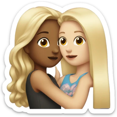 Blonde girl Kissing a  brunette girl sticker