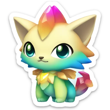a anthro chibi-style colorful gradient-shiny gem-sparkle-Fakémon-hybrid full body sticker