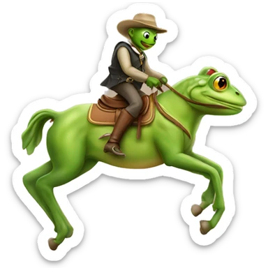 A frog riding a horse sticker