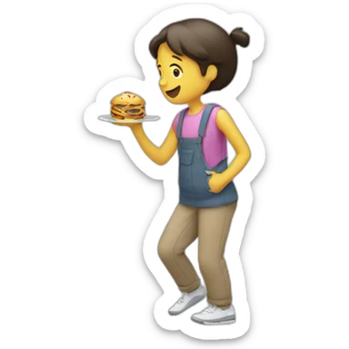 Walking and eating at the same time sticker