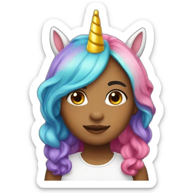 Girl-with-raibow-unicorn-hat sticker