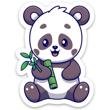 Adorable panda eating bamboo sticker