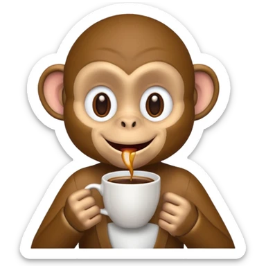 monkey sipping coffee sticker