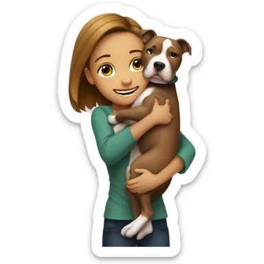 girl is hugging pitbull sticker