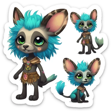 cute Kawaii edgy fantasy animal fursona Fionbri creature by griffsnuff & LiLaiRa & Falvie with exotic colors full body sticker