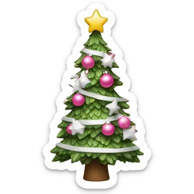 A Christmas tree with pink and white decorations sticker
