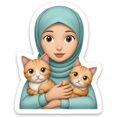 hijab girl holding two cats sticker