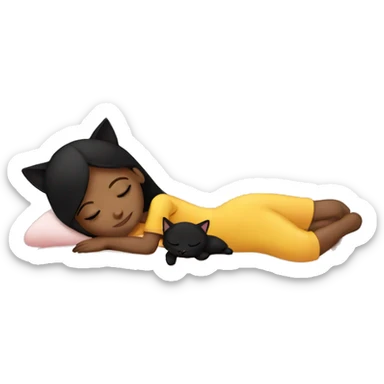 sleeping girl with her black cat sticker