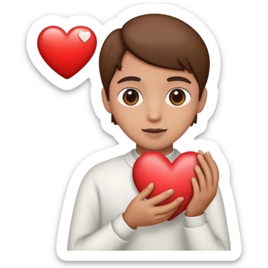 make me a emoji with a kind person holding a heart sticker