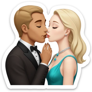 naked man, quadruped position, Kissing naked woman sticker