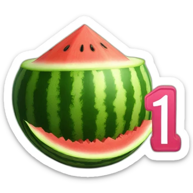 a watermelon with a Trackhouse Racing number 1 behind it sticker