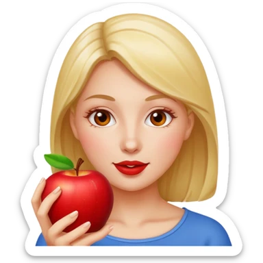 emoji of woman eating a red apple sticker