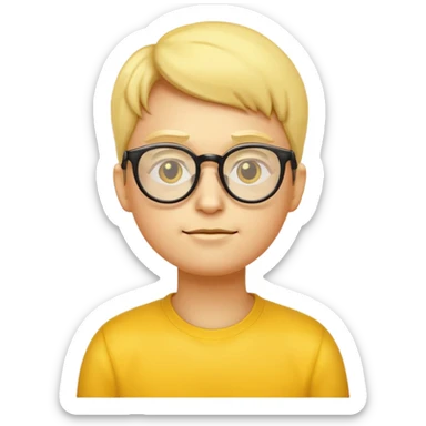 yellow emoji wearing glasses and thinking not smiling- not a person. Just an emoji sticker