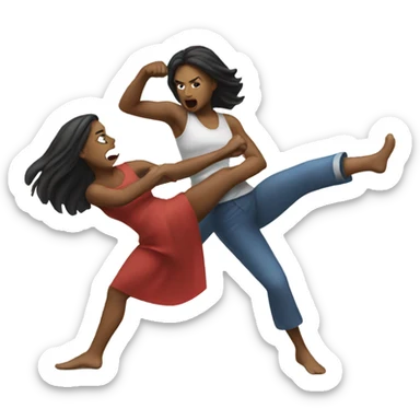 woman fighting woman sticker