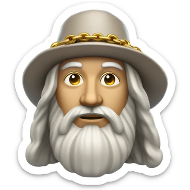 Leonardo da vinci with gold Bitcoin chain with hat sticker