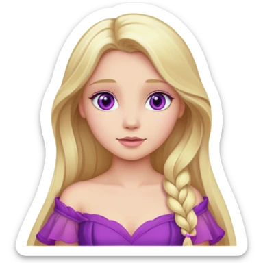 Aurora with long blonde hair, violet eyes, pink outfit sticker