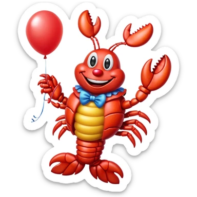A lobster dressed as a clown sticker