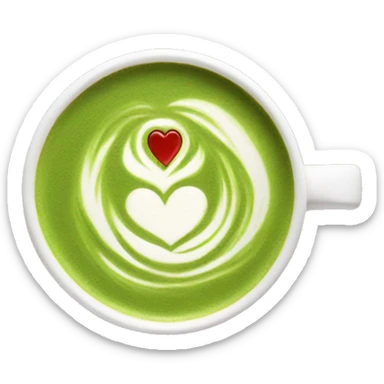 matcha latte with heart art sticker