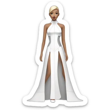 a fashion model wearing a futuristic dress sticker