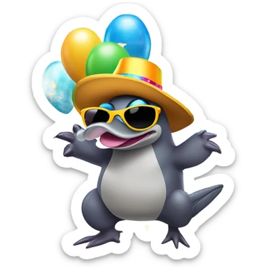 The platypus living its best life and partying sticker
