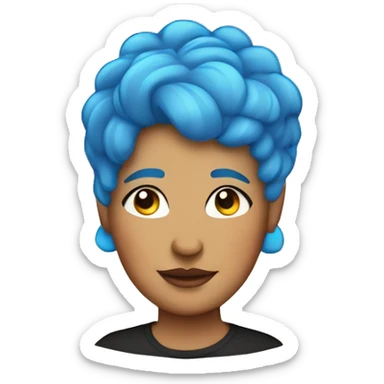 Fat blue haired woman wearing lgbtq shirt sticker