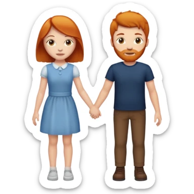 ginger girl and brunette man holding hands sticker