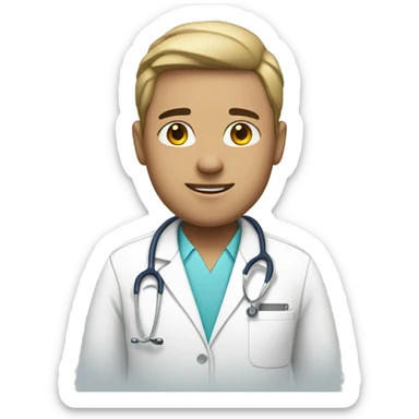 hospital worker in white coat sticker