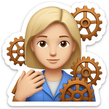 A human figure assembling blocks or gears around themselves, symbolizing personal growth and practical skills. sticker