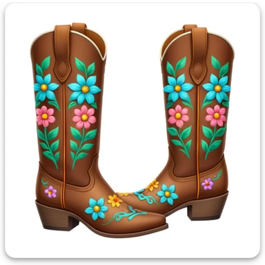Cowboy boots with flowers in then sticker