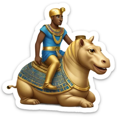 king tut RIDING a hippo sticker
