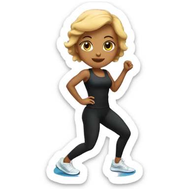 A well-built girl in a black sport outfit doing exercises  sticker