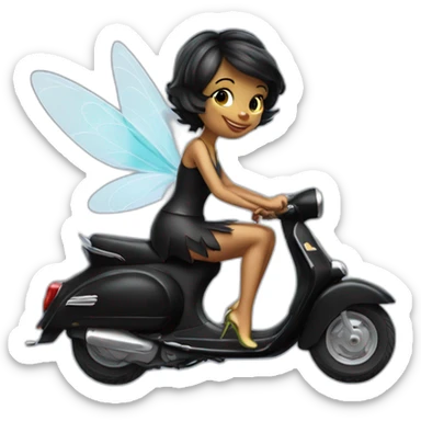 tinkerbell in vespa black sticker