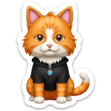 an orange cat that has a black dog costume on sticker