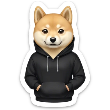 Shiba Doge in full black slavic hoodie sticker