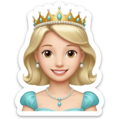 Princess – pearl tiara + aqua dress. sticker