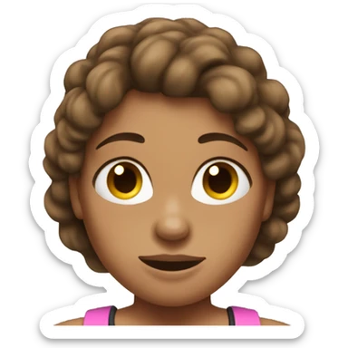 Strong bodybuilder woman brown hair sticker