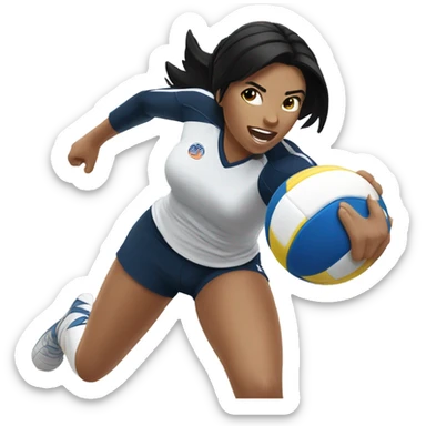 Voley player female with black hair playing sticker