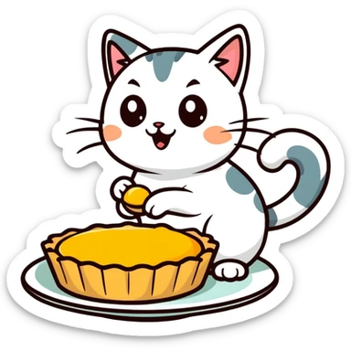cat eat egg tart sticker