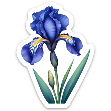 single Sky Blue Iris, straight stem sticker