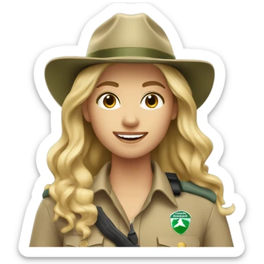 Pretty Blonde girl park ranger with long wavy blonde hair sticker