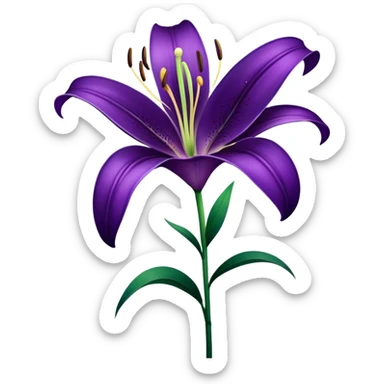 single Royal Purple Lily, straight stem sticker