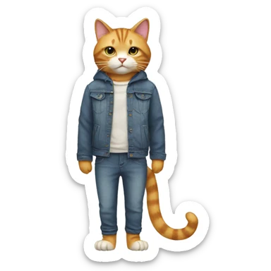 Cat with clothes sticker